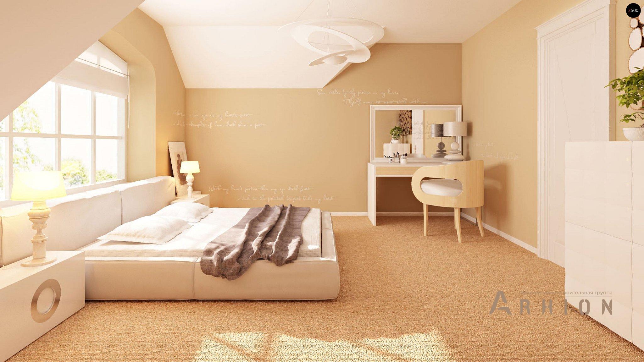 8. Проект одноэтажного дома в европейском стиле с четырехскатной, Z18 dk, площадью - 187 кв c мансардой, балконом